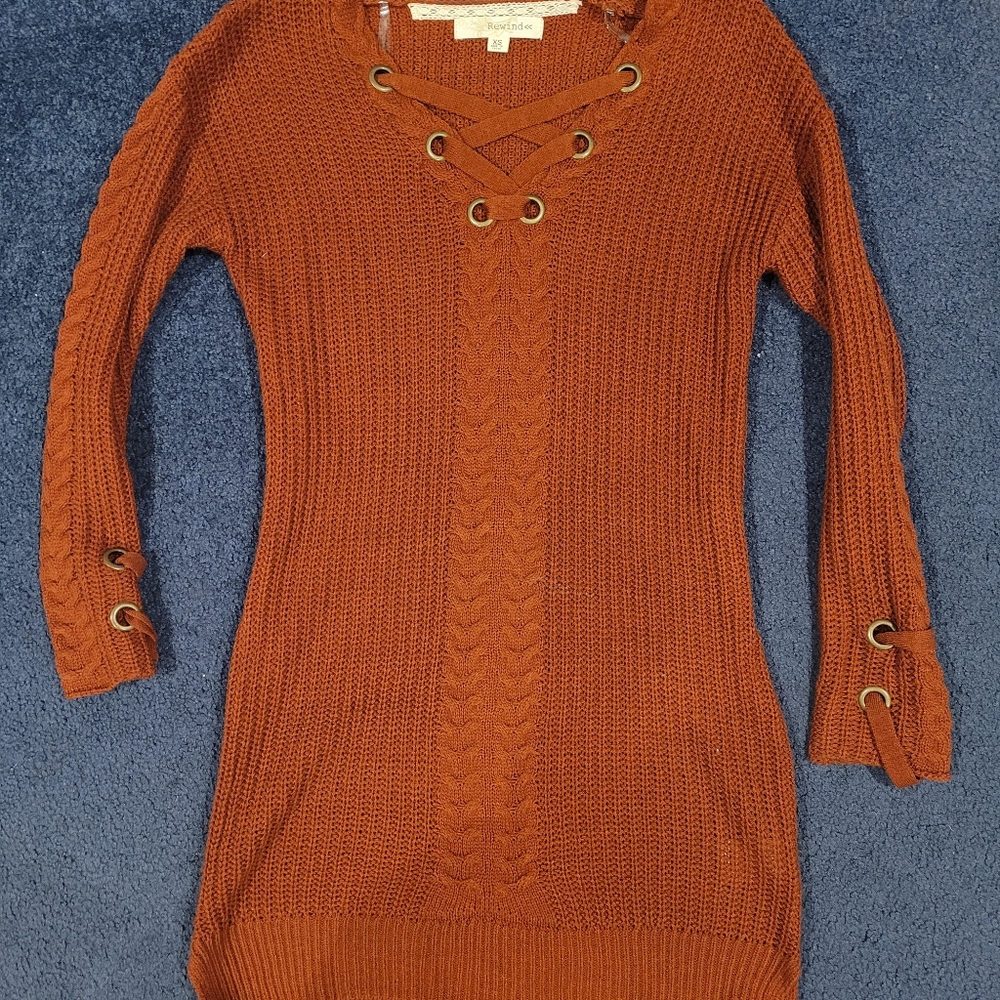 Burnt orange fall sweater dress small medium fit
